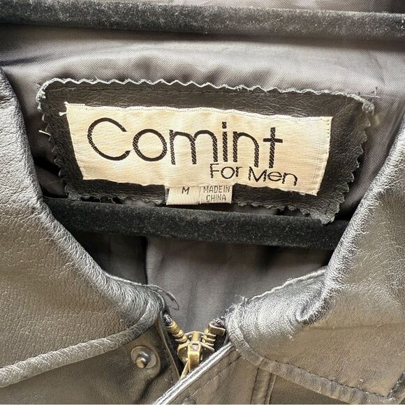 Vintage Comint For Men Black Leather Jacket Size Medium - Picture 3 of 13